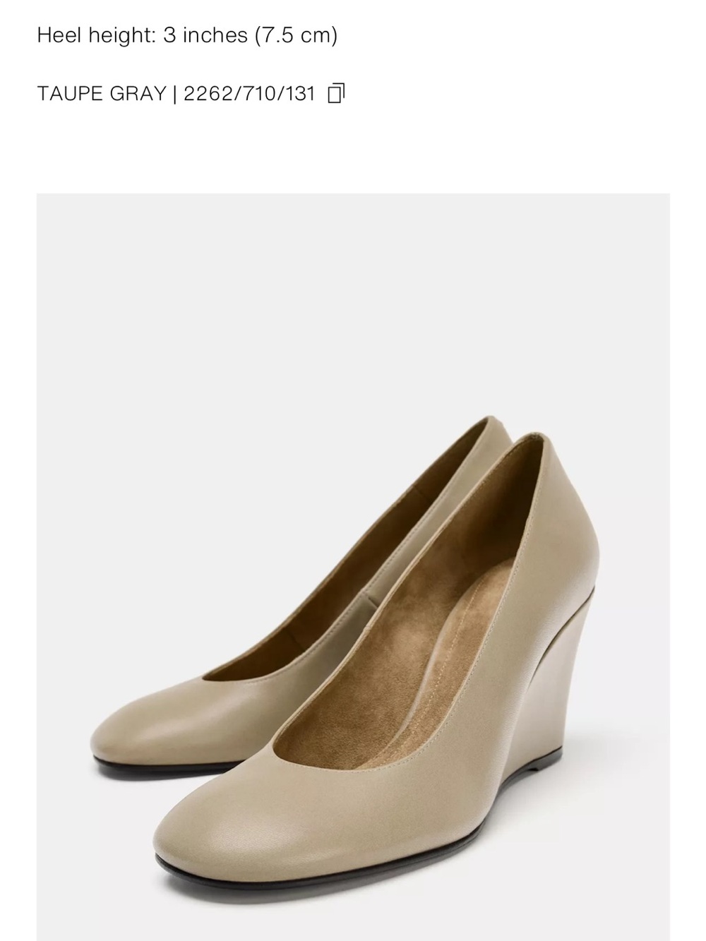 Zara Taupe Gray Wedge Pumps